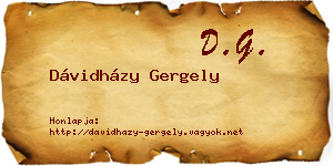 Dávidházy Gergely névjegykártya